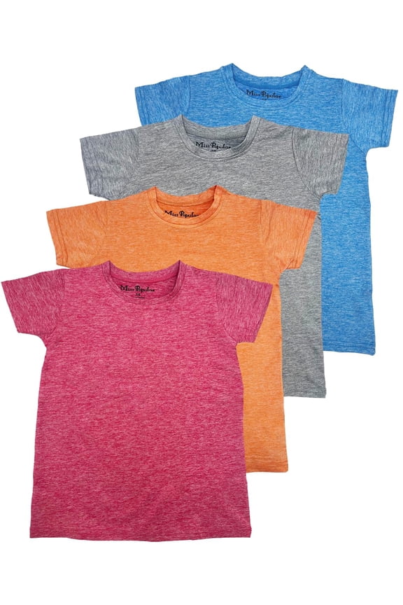 Girls 4 Pack Short Sleeve Quick Dry-Fit Moisture Wicking Active Athletic Performance Crew Neck T-Shirts (US, Numeric, 14, 16, Regular, Combo A)