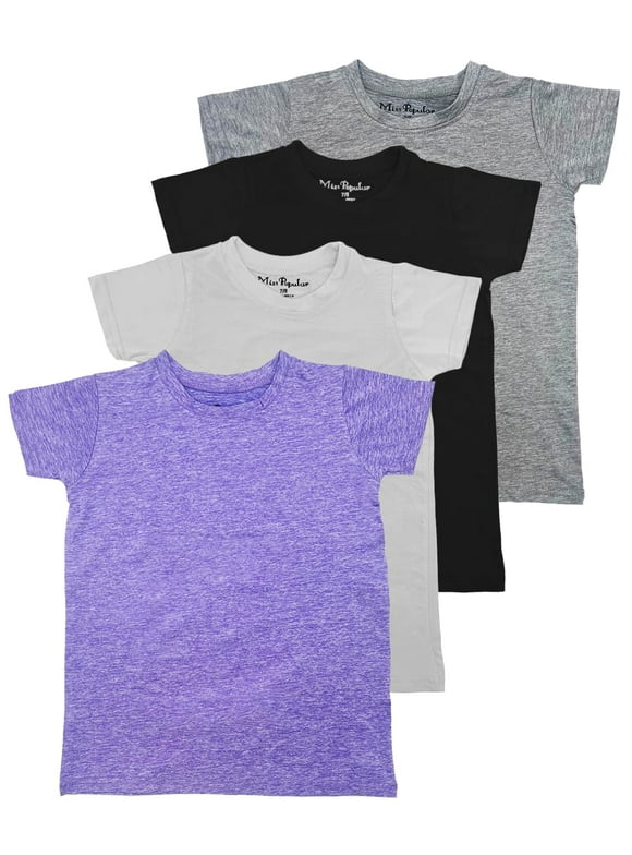Girls 4 Pack Short Sleeve Quick Dry-Fit Moisture Wicking Active Athletic Performance Crew Neck T-Shirts (US, Numeric, 14, 16, Regular, Combo C)
