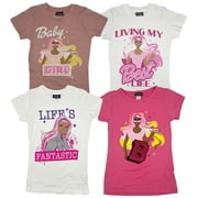 MISS POPULAR Girls 4-Pack Super Soft Short Sleeve T-Shirts Rainbow Butterfly Glitter Print Cute Design| Sizes 7-16