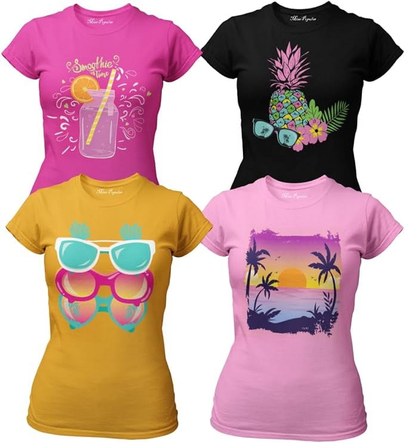 MAXTREE Women Cute Graphic Tees Soft Tshirts, Heather Indigo...