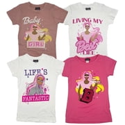 MISS POPULAR Girls 4-Pack Super Soft Short Sleeve T-Shirts Rainbow Butterfly Glitter Print Cute Design| Sizes 7-16