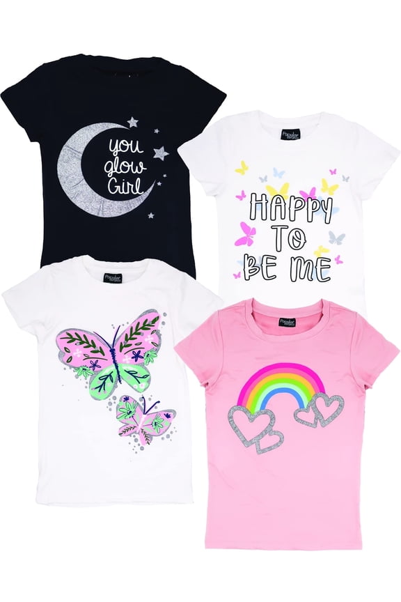 Girls Super Soft Short Sleeve T-Shirts, 4-Pack