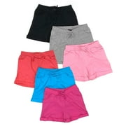 MISS POPULAR Girls 6-Pack Bermuda Short Sizes 4-16 Comfortable Cotton, Spandex Elastic Waistband, Bow-Tie, Pockets & Many Colors