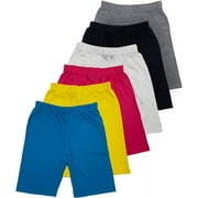 MISS POPULAR Girls 6-Pack Biker Shorts Soft Comfortable Cotton Spandex Elastic Waistband | Sizes 4-16