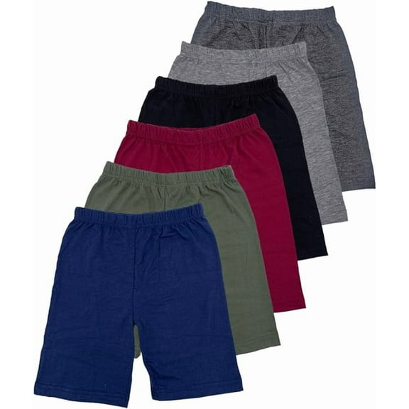 MISS POPULAR Girls 6-Pack Biker Shorts Soft Comfortable Cotton Spandex Elastic Waistband | Sizes 4-16