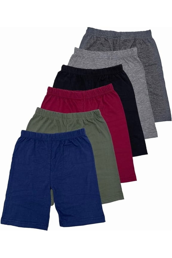 Girls 6-Pack Biker Shorts Soft Comfortable Cotton Spandex Elastic Waistband | Sizes 4-16