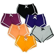 MISS POPULAR Girls 6-Pack Dolphin Shorts – Soft Cotton Pull-On Shorts with Cute Prints, Elastic Waistband, Sizes 7/8–14/16