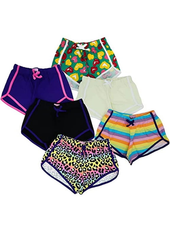 Girls 6 Pack Dolphin Shorts Cute Designs Comfy Cotton| Sizes 7/8-14/16