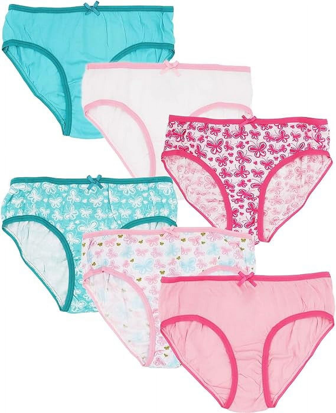 MISS POPULAR Girls 6-Pack Soft Cotton Underwear Tagless Basic Panty Briefs