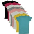thumbnail image 1 of MISS POPULAR Girls' 8-Pack Super Soft PolyCotton Short Sleeve Crew Neck T Shirts, Assorted Color Solid Tees, 1 of 7