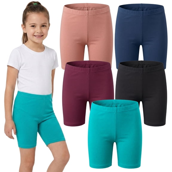 MISS POPULAR Girls Biker Shorts Soft Comfortable Cotton Spandex Elastic Waistband | Sizes 4-16