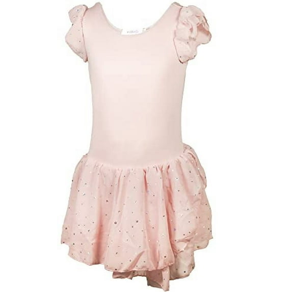 MISS POPULAR Girls Breathable Leotard Ballet Dance Dress with Round Sequins Sparkled Ruffle Sleeves
