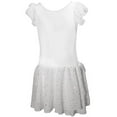 thumbnail image 1 of MISS POPULAR Girls Breathable Leotard Ballet Dance Dress with Round Sequins Sparkled Ruffle Sleeves, 1 of 5