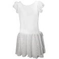 thumbnail image 1 of MISS POPULAR Girls Breathable Leotard Ballet Dance Dress with Round Sequins Sparkled Ruffle Sleeves, 1 of 5