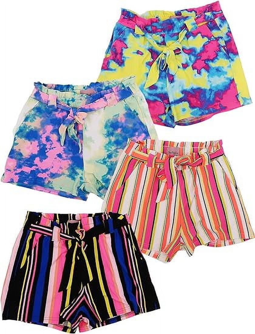 Girls Paperbag Shorts with Pockets – Super Soft Cotton Summer Shorts, Cute Designs, Sizes 7–16