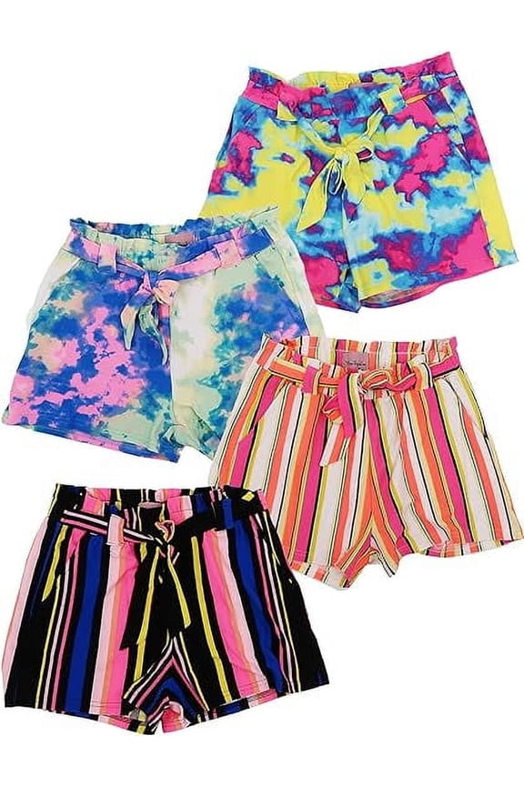 Girls Paperbag Shorts with Pockets – Super Soft Cotton Summer Shorts, Cute Designs, Sizes 7–16