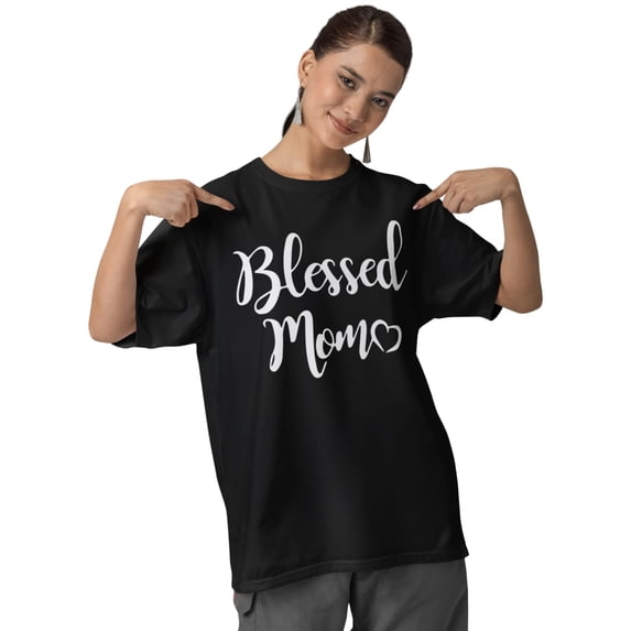 MISS POPULAR Mom T-Shirts with Chest Print | Gifts for Mother's Day, Mom's Birthday, Blessed, Best Mom | Sizes S-2XL (US, Alpha, Small, Regular, Regular, Combo B)