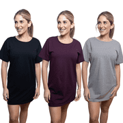 MISS POPULAR Women Sleep Shirt, 3 Pack Cotton Nightgown, Short Sleeve Long T-Shirt Pajamas, Dorm Lounge Sleepwear - Cute Printed Nightshirts for Women