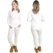 MISS POPULAR Womens 2-Piece Waffle Thermals Set | Long Sleeve Shirt, Pants | Long Johns Waffle Thermal Underwear Base Layer Set for Cold Weather (White, XX-Large)