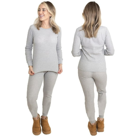 MISS POPULAR Womens 2-Piece Waffle Thermals Set | Long Sleeve Shirt, Pants | Long Johns Waffle Thermal Underwear Base Layer Set for Cold Weather