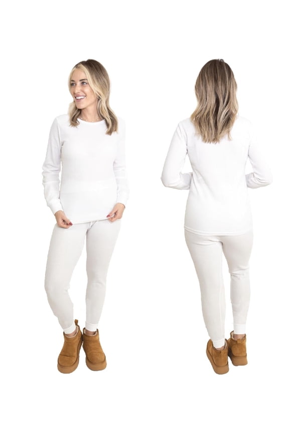 Womens 2-Piece Waffle Thermals Set | Long Sleeve Shirt, Pants | Long Johns Waffle Thermal Underwear Base Layer Set for Cold Weather