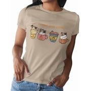 MISS POPULAR Womens Fall Printed Short Sleeve T Shirts, Fall Season, Football, Pumpkin Spice | S-2XL
