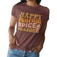 thumbnail image 1 of MISS POPULAR Womens Fall Printed Short Sleeve T Shirts, Fall Season, Football, Pumpkin Spice | S-2XL, 1 of 1