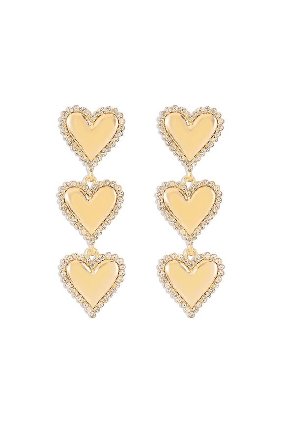 Chunky Gold Dangle Earrings, 18k Gold Plated Heart Statement Drop Earrings for Women Trendy, Love Hoop Earring Fashion Jewelry Gifts