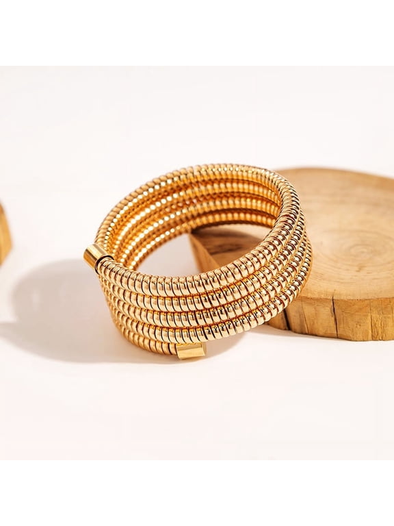 Cuff Bangle Bracelet for Women Open Wide Wire Bracelets Gold Wrist Cuff Wrap Bracelet