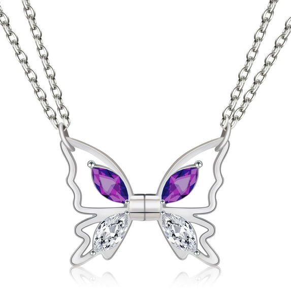 MISS RIGHT Friendship Necklace for 2 Best Friend Necklace Cute Butterfly BFF Necklace Gifts for bestie Sister Birthday Gift
