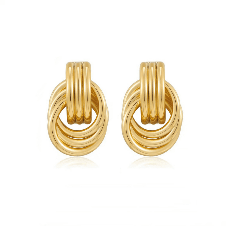 MISS RIGHT Gold Chunky Knot Earrings Dangle Drop Statement Earring