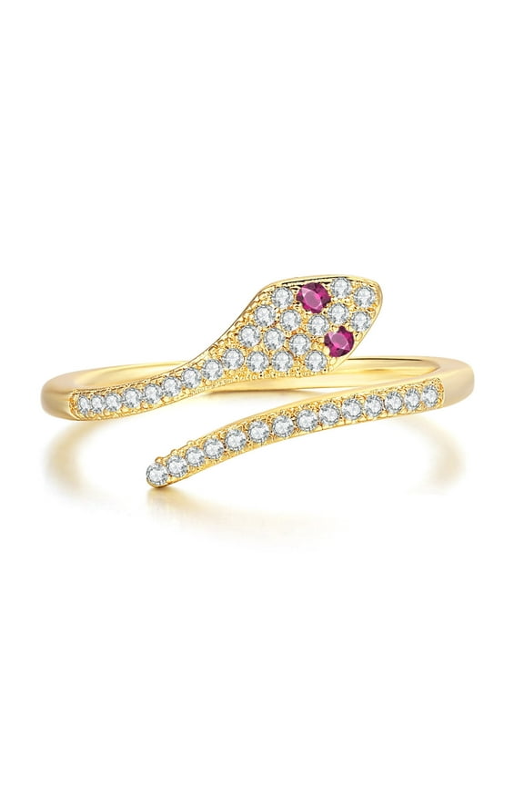 Gold Silver Stainless Steel Snake Ring Animal Vintage Ring Stacking Statement Rings with Finest Cubic Zirconia for Women Teen Adjustable Open Rings
