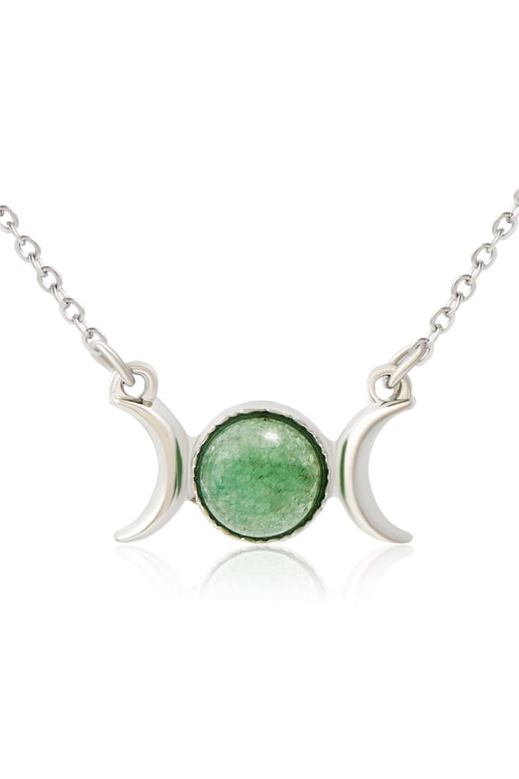 Healing Crystals Triple Moon Goddess Symbol Pendant Necklace for Women