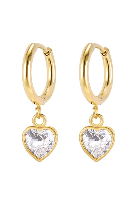 Heart Hoop Earrings for Women, Small Gold Hoop Earrings Dainty Love Huggie Hoop Dangle Earrings Jewelry with Cubic Zirconia