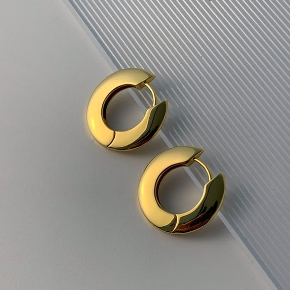 MISS RIGHT Hoop Earrings 14K Gold Plated Hoop Earrings for Womens Earrings, Unique & Safe Small Hoop Earrings, Thick Chunky Gold Hoop Earrings, Nickel Free 14K Gold Plated Earrings
