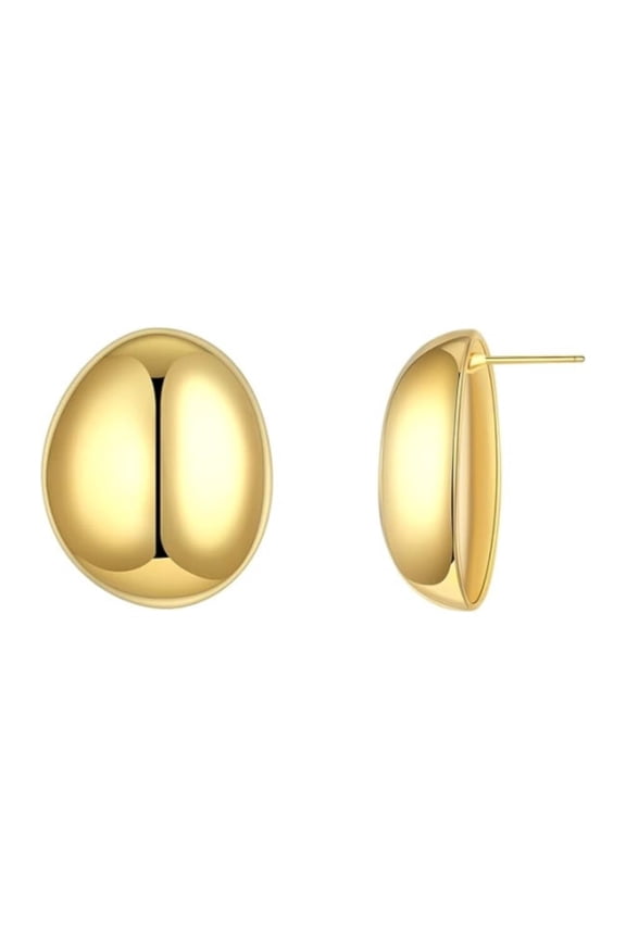 Metal Irregular Oval Silver Needle Earrings, Chunky Gold Hoop Earring Eardrop Trending Oversized Statement Pierced Polished Hypoallergenic Ear Studs Fashion Jewelry Teens