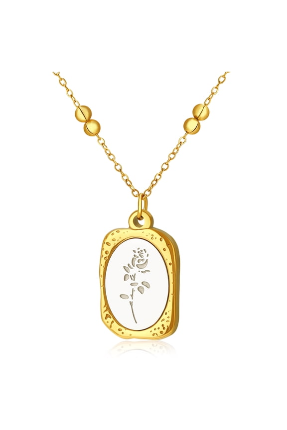 Moon and Star Pendant Necklace for Women, Rose Retro Gold-Plated Titanium Steel Toggle Clasp Link Jewelry Chain Chocker