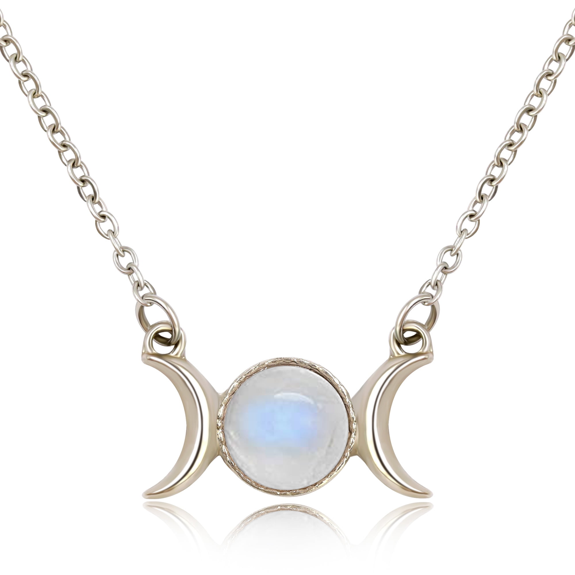 Amazon.com: Martinuzzi Accessories Opal Moon and Star Necklace Gold Plated  Sterling Silver Chain (Blue Moon White Star) : Clothing, Shoes & Jewelry