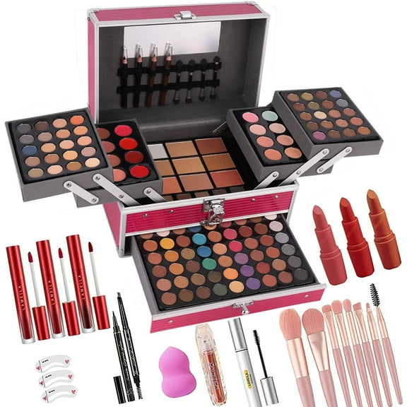 MISS ROSE 132 Colors Makeup Kit for Teenage Girls,Professional Makeup Kit All in One,Makeup Set for Women,Include Eyeshadow/Lipstick/Concealer/Lip Gloss/Eyeliner/Mascara/Makeup Brushes