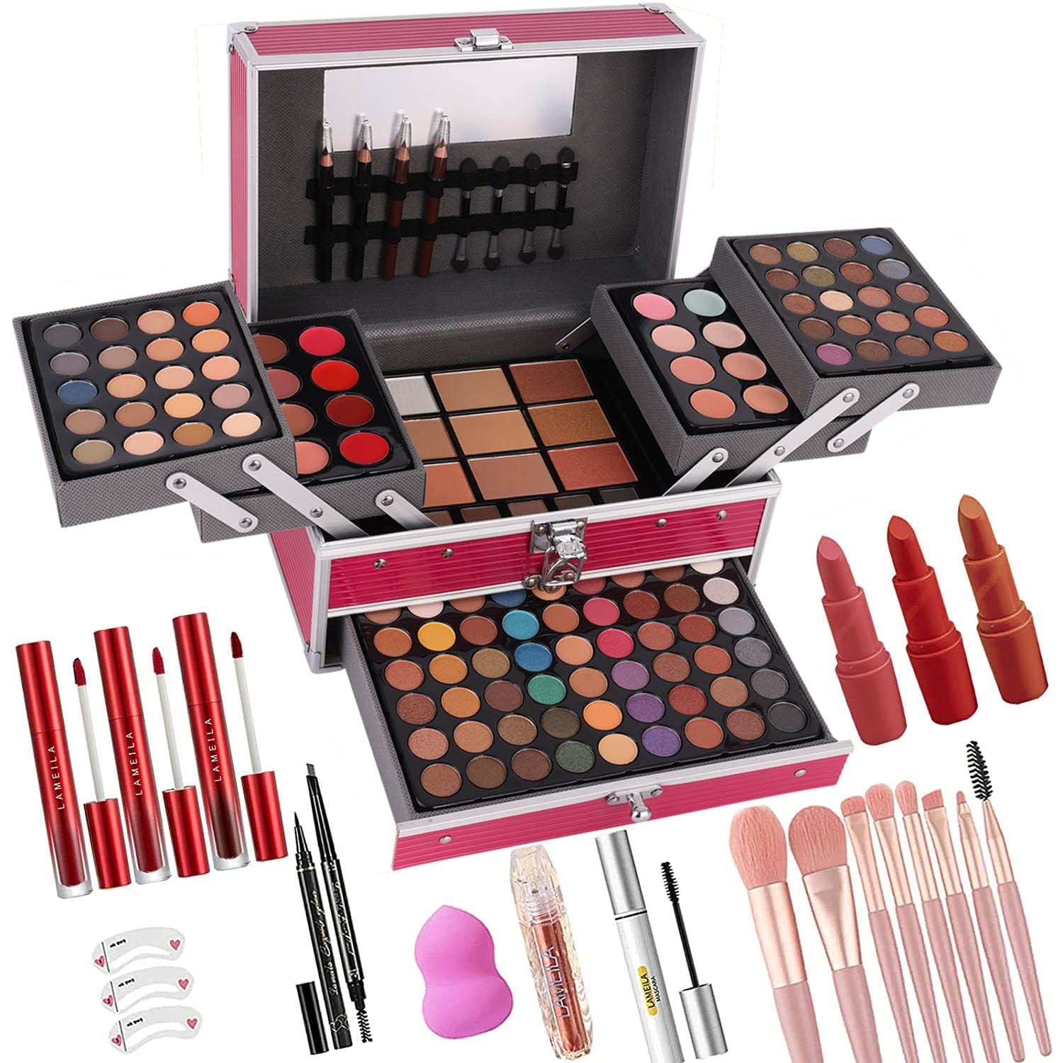 MISS ROSE 132 Colors Makeup Kit for Teenage Girls,Professional Makeup Kit All in One,Makeup Set for Women,Include Eyeshadow/Lipstick/Concealer/Lip Gloss/Eyeliner/Mascara/Makeup Brushes