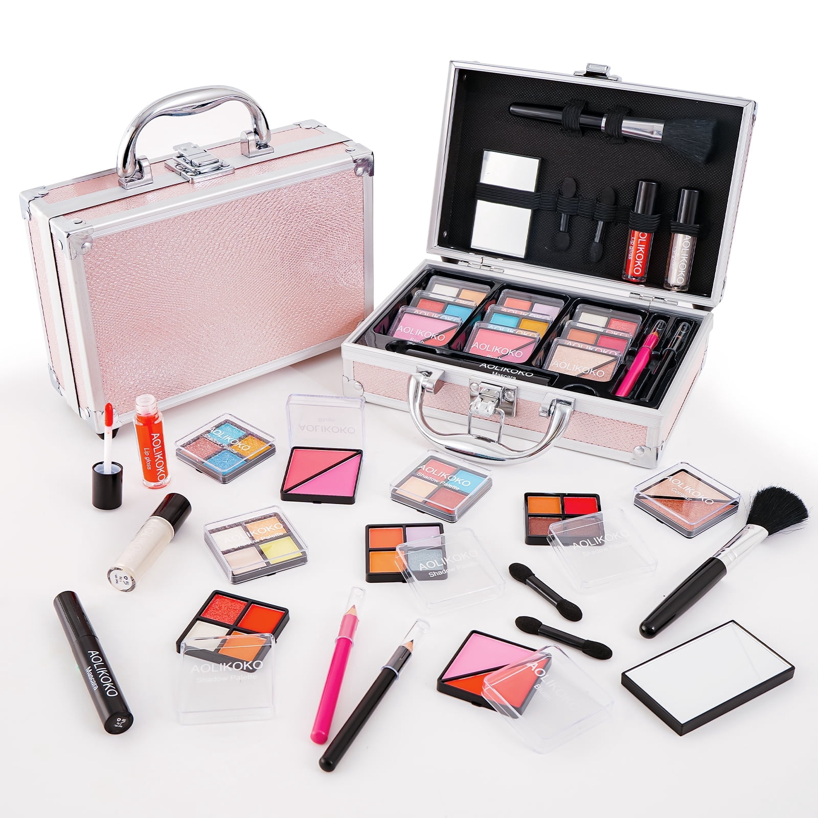 AOLIKOKO Makeup Kit All in One for Teenager Girls,Full Makeup Set for Beginners Includes Eye Shadow Palette Blush Lip Gloss Lipstick Eye Pencil Brush Mirror