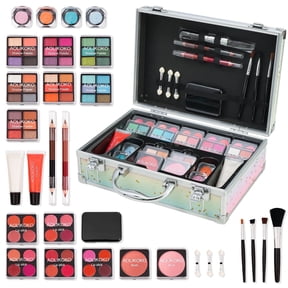 AOLIKOKO Makeup Kit for Teenager & Women,Makeup Set for Gift with Rainbow Case Includes Eyeshadow Palette Blush Lip Gloss Lipstick Eye Pencil Brush Mirror