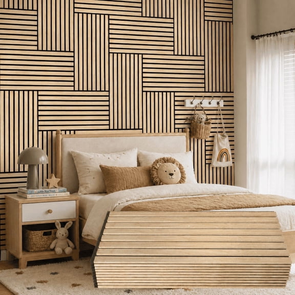 MISSDAY Wood Slat Acoustic Wall Panels, 23.6 x 11.8 in, Oak, 10 Pack, Sound Absorbing for Home, Office, Studio