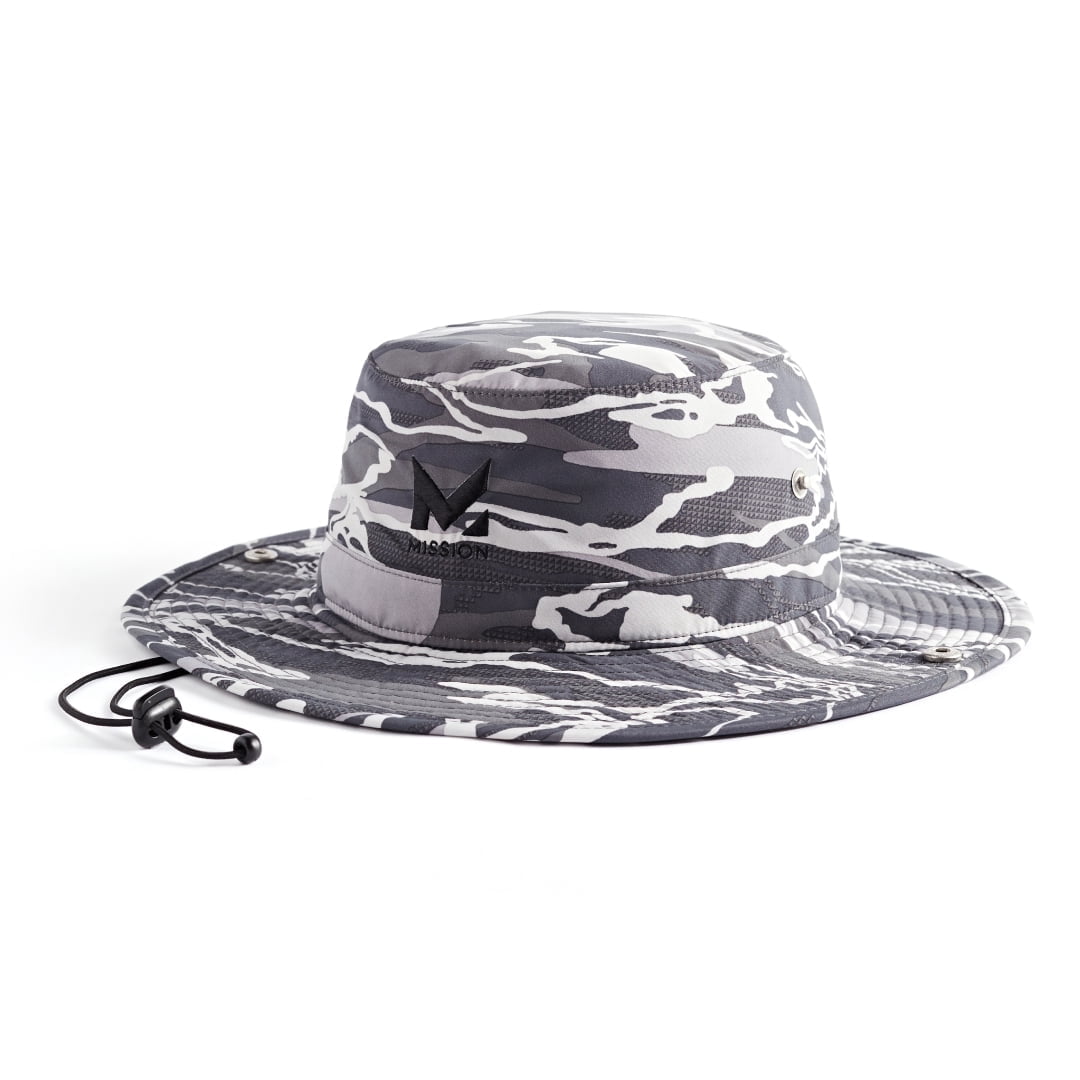 MISSION Cooling UPF Bucket Hat - Unisex Sun Hat for Hiking, Golfing & Fishing - Sweat & Water Activated Technology - Matrix Camo Silver
