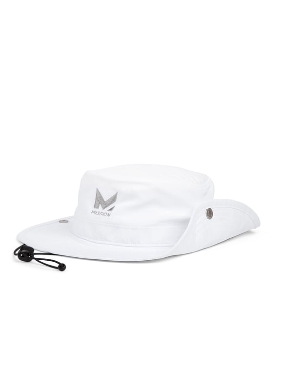 Cooling UPF Bucket Hat - Unisex Sun Hat for Hiking, Golfing & Fishing - Sweat & Water Activated Technology - White