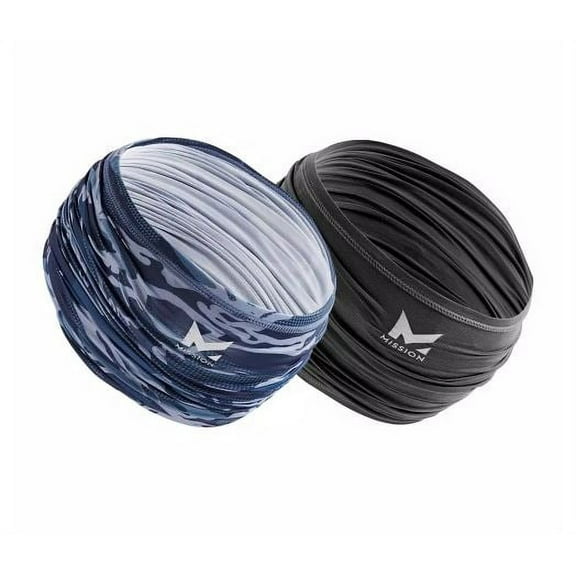 MISSION Cooling Gaiters (Youth), 2 Pack, Black & Charcoal