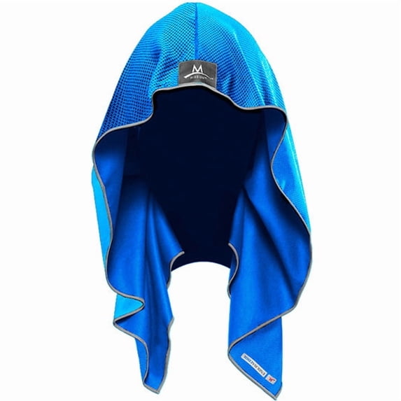 MISSION Cooling Hoodie Towel UPF 50 Performance Cooling Towel with Hood, Instant Cooling, Quick-Dry, Blue, One Size