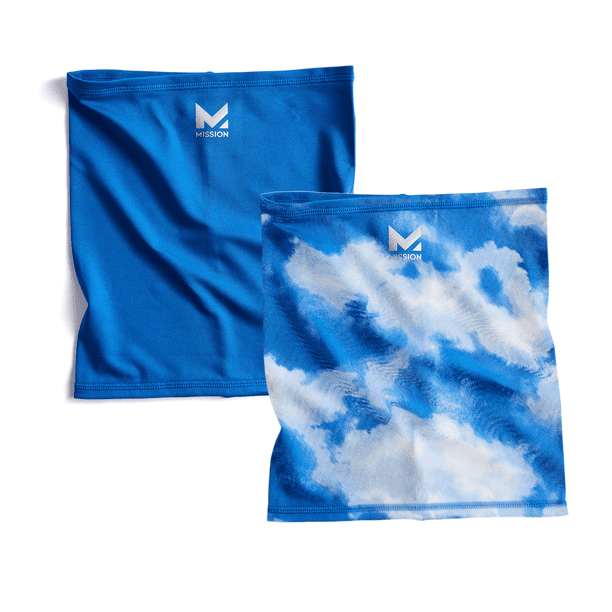 MISSION Cooling Neck Gaiters (Youth) 2 Pack, Blue & Cloud Lapis