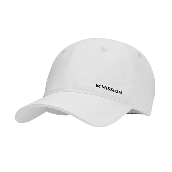 MISSION Cooling UPF Performance Hat - Unisex One Size Cap for Workouts, Golf & Running - Sweat & Water Activated Technology – White