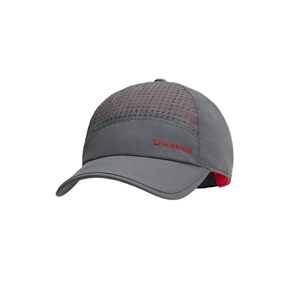 MISSION Max Cooling Laser Cut Performance Hat- Unisex Baseball Cap, Cools When Wet- Charcoal/Teaberry, one Size
